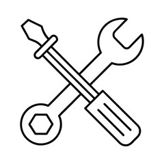 Crossed Screwdriver and Wrench Icon for Repair Services