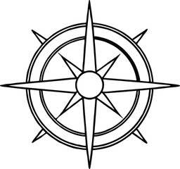 Compass icon outline,Compass line art vector