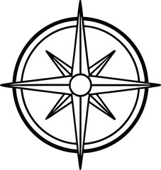 Compass icon outline,Compass line art vector