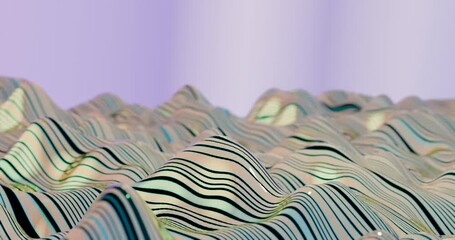Wavy Striped 3D Background Loop: Abstract Surface with Flowing Patterns, Soft Colors and Dynamic Motion Visual Effect - Powered by Adobe