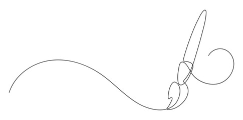 Paint brush. Art studio. Hand drawn doodle. Continuous line drawing.