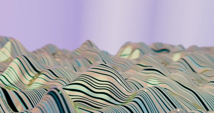 Wavy Striped 3D Background Loop: Abstract Surface with Flowing Patterns, Soft Colors and Dynamic Motion Visual Effect