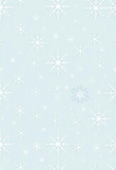 Elegant seamless pattern of white snowflakes on a light blue Christmas background, winter theme, texture, snowflake