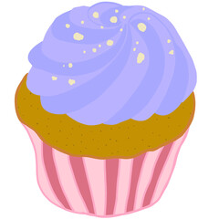 Blueberry cupcake with cream 