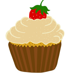 Vanilla cupcake with strawberry.
