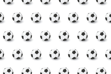 Obraz premium Seamless soccer ball pattern on a white background. Perfect for sports designs, prints, wallpapers, fabrics, and creative soccer-themed projects.