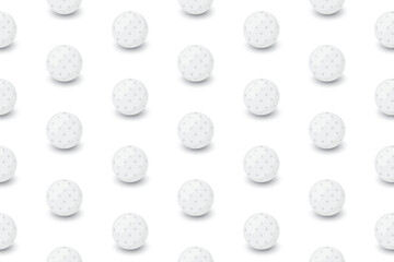 Seamless golf ball pattern on a white background. A perfect design for golf-themed projects, wallpapers, and sports merchandise.