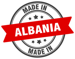 Made in Albania round sign. Made in Albania stamp.