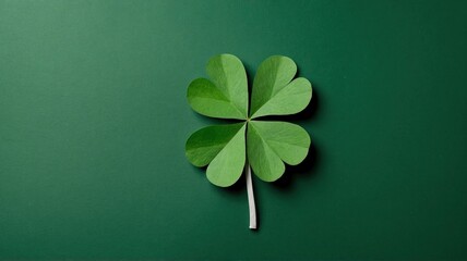 Four Leaf Clover on Green Background for Saint Patrick's Day