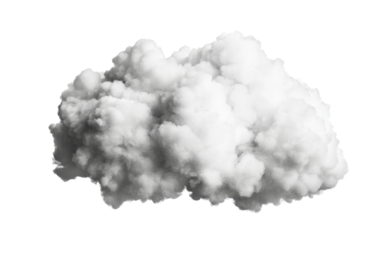 Fluffy white cloud with transparent background for various designs