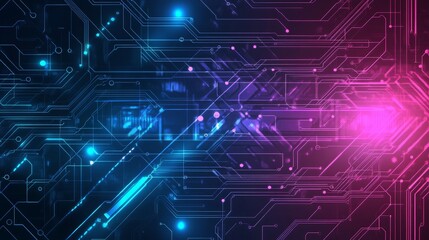 Obraz premium Vector technology background with circuit lines and futuristic design elements.