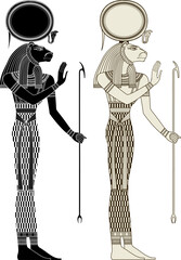 Sekhmet . Egyptian ancient symbol. Isolated figure of ancient egypt deities.Religion icon.Culture.Design element.