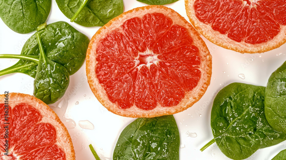 Aufkleber fresh grapefruit and spinach salad for healthy eating and nutrition