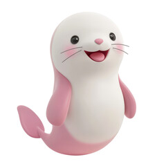 Fototapeta premium Cute Seal Figurine: Cartoon Animal with Big Eyes