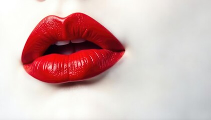 Obraz premium Bold matte red lips against stark white backdrop , close up, bold, royalty free
