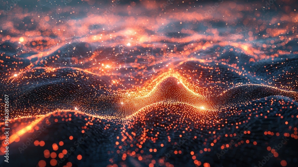 Poster a surreal digital vortex filled with luminous data particles, symbolizing the evolution of artificia