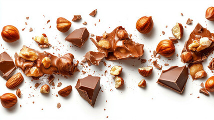Delicious hazelnut and milk chocolate bark composition for dessert creations