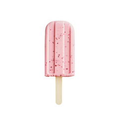 Pink popsicle ice cream with white specks isolated detail high resolution transparent background