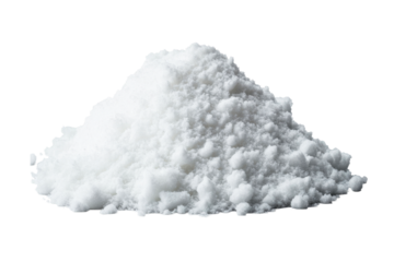 Pile of white powdery substance on a transparent background