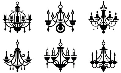  Chandelier Icon Set Collection – Elegant and Decorative Designs for Logos, Graphics, and Branding