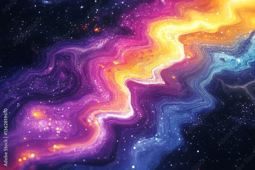 Poster colorful cosmic swirl captures the beauty of a galaxy in motion with vibrant patterns and starry bac