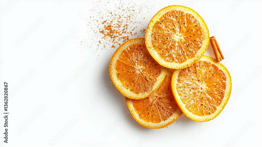 Aufkleber fresh kiwi and orange slices with cinnamon for healthy snacking and culinary inspiration