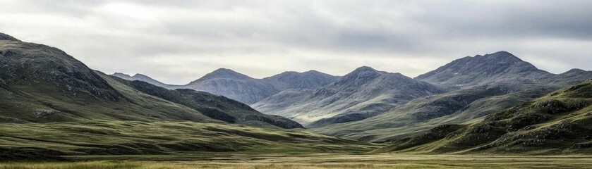 Fototapeta premium A serene landscape of rolling hills under a cloudy sky