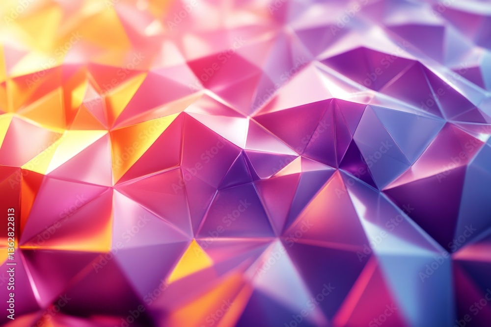 Poster colorful abstract geometric pattern evoking a vibrant three-dimensional texture with light reflectio