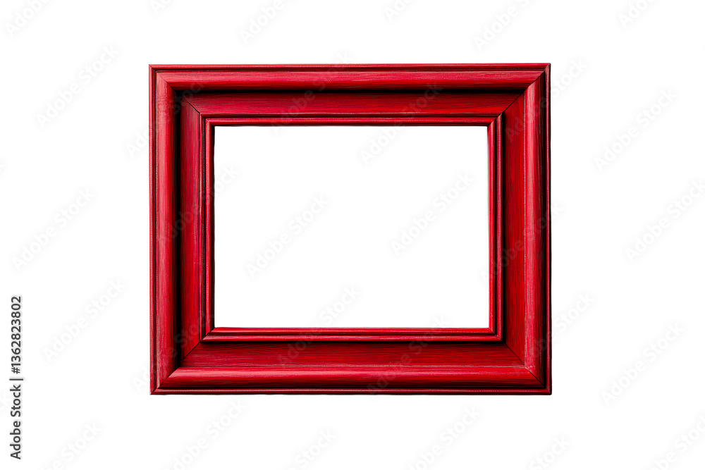 Wall mural red wooden frame with a transparent background for display
