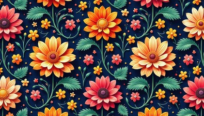 Intricate floral pattern, repeating seamlessly , yellow, leaf