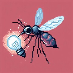 Mosquito illustration design on bulb, pixel art