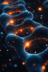 Fototapeta premium Detailed illustration of abstract structure with glowing orange particles