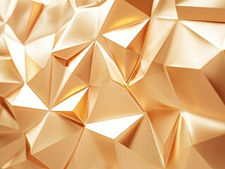 Gold polygonal surface.  Abstract, geometric, 3D, textured, metallic, golden,  modern,  background,  pattern
