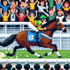 Obraz premium horse racing sports illustrator design,pixel art
