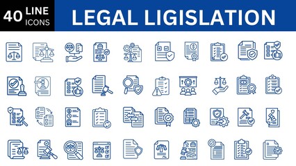 Legal Legislation editable icon set. 