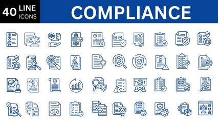  Compliance editable icon set. 