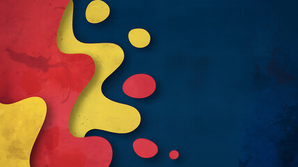 Vibrant abstract background featuring colorful organic shapes in red, yellow, and blue