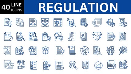 Regulation editable line icon set. 