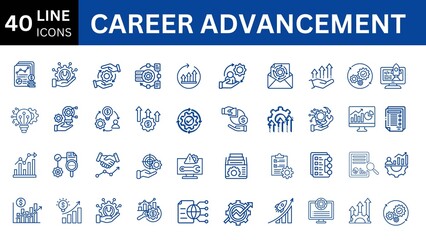 Career Advancement editable line icon set. 