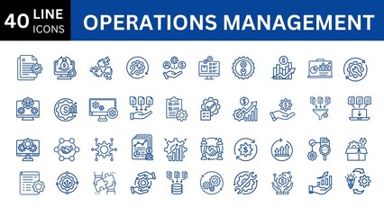 operations Management editable icon set. 