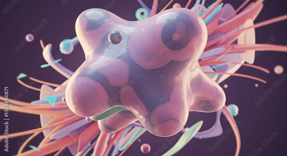 Poster abstract rendering of a globular shape with lines around