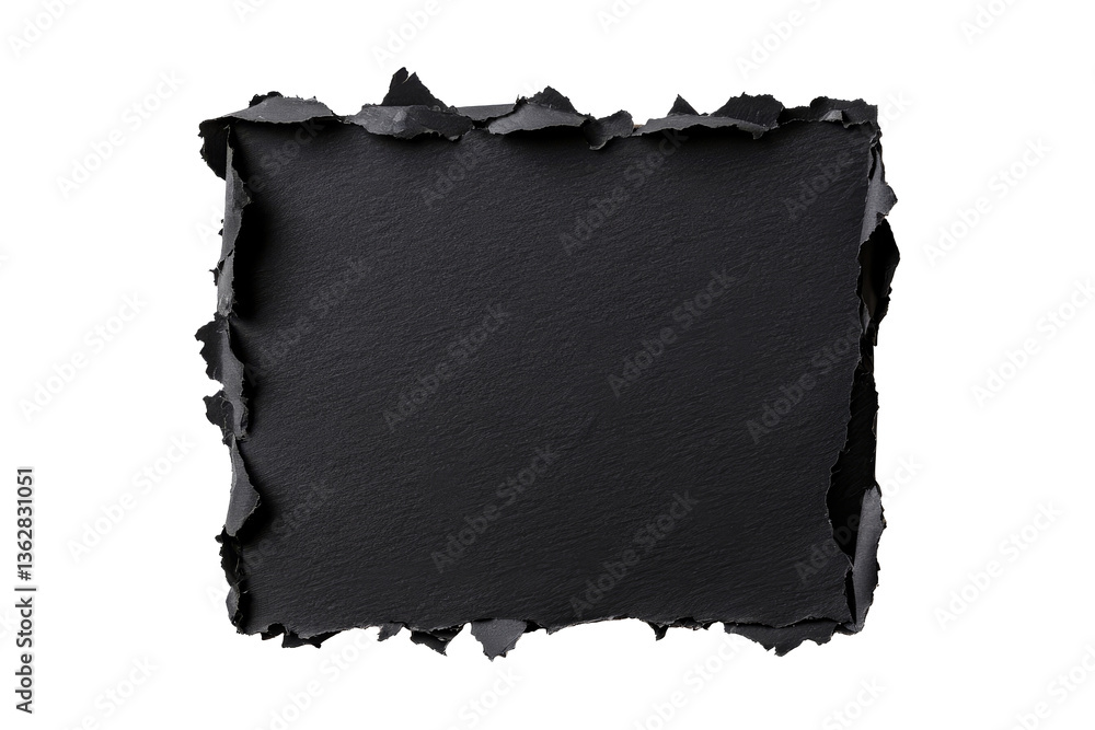 Canvas Prints torn black paper with jagged edges on a transparent background
