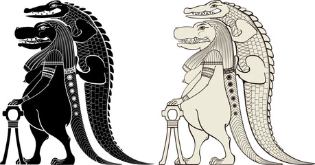 Taweret.Egyptian ancient symbol, isolated figure of ancient egypt deities.