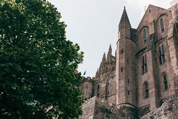 Obraz premium Historic Mont Saint-Michel Abbey Walls and Towers