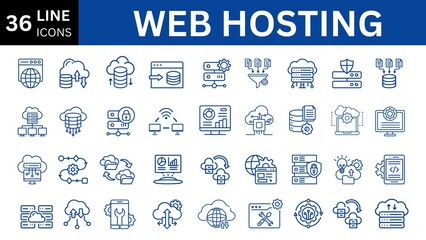 Web hosting  icon line editable icon set. 