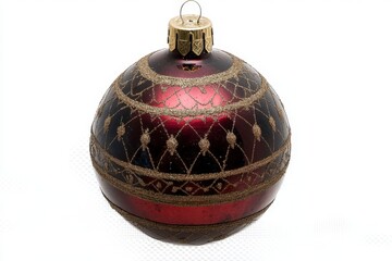 Decorative red and gold ornament adds festive touch to holiday celebrations during winter season