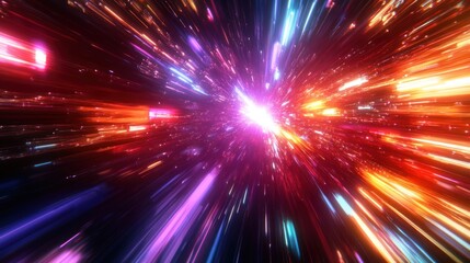 Naklejka premium Hyperspace Journey, Vivid Visual of Cosmic Speed and Energy