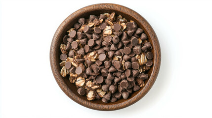 Obraz premium Delicious oatmeal cookies with chocolate chips in wooden bowl - perfect for baking inspiration