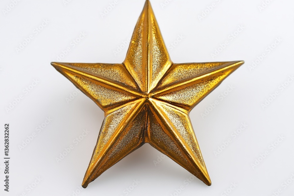 Poster golden star ornament resting on a plain surface showcasing intricate design and shiny finish
