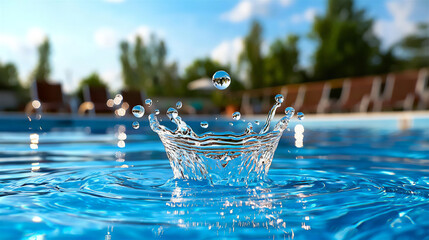 a water droplet splashing into a pool